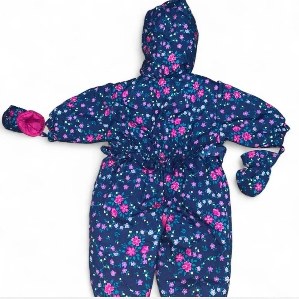 Oshkosh baby b’gosh girls Floral One Piece Snowsuit  Navy Pink floral 12 mo